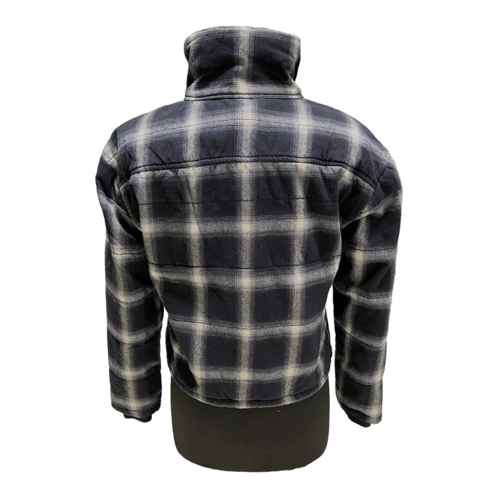 Evereve Lucy Cropped Full Zip  Black, White, and Gray Plaid Jacket - Picture 8 of 11